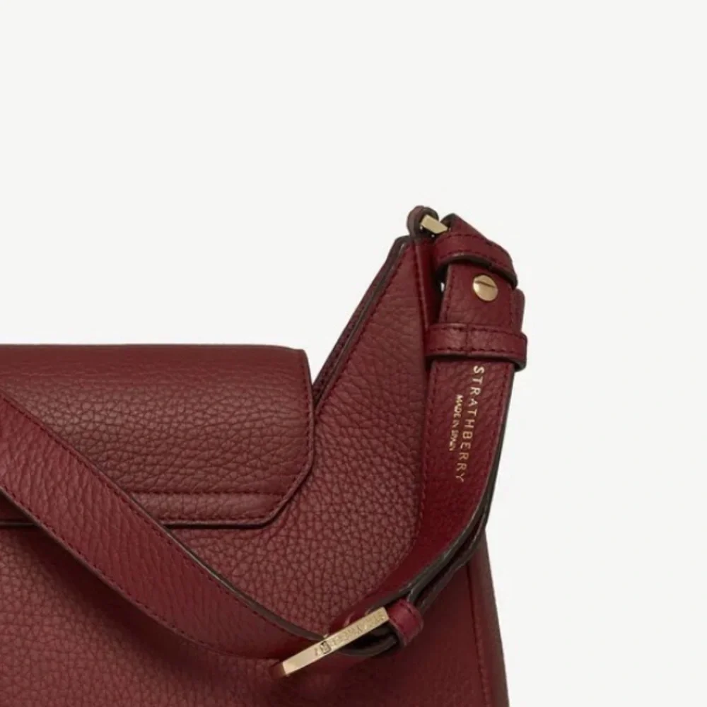 Strathberry Luxurious Burgundy Shoulder Bag with Gold Detail - Picture 3 of 9